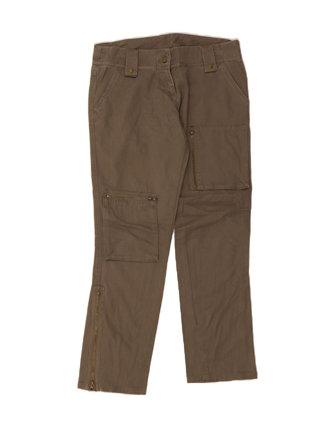 BENETTON Womens Straight Cargo Trousers W34 L32 Khaki Vintage Benetton and Second-Hand Benetton from Messina Hembry 