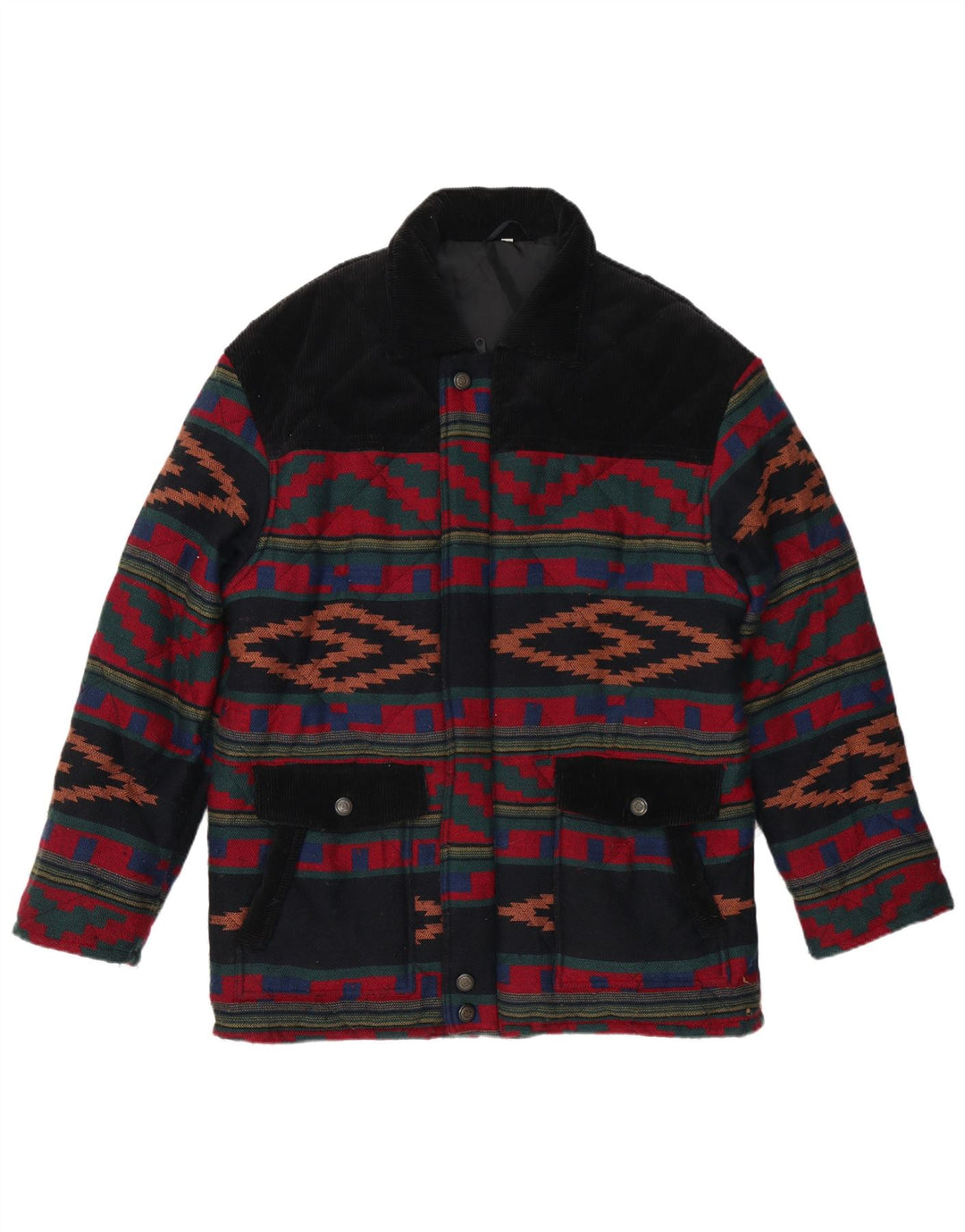 VINTAGE muška prošivena jakna UK 40 velika višebojna geometrijska