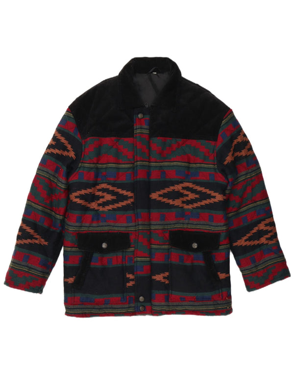 VINTAGE muška prošivena jakna UK 40 velika višebojna geometrijska