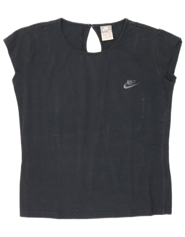 Nike Ženska majica kratkih rukava UK 16/18 XL crni pamuk