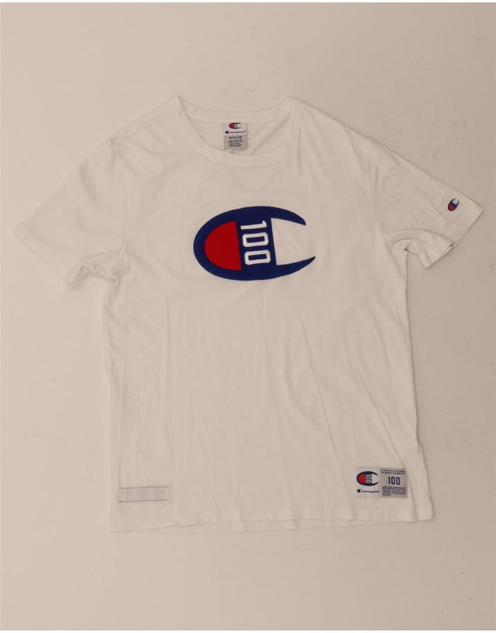 CHAMPION Mens Graphic T-Shirt Top Medium White Cotton Vintage Champion and Second-Hand Champion from Messina Hembry 