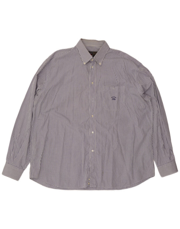 Paul & Shark muška košulja za jahte, veličina 47 18 1/2 2XL tamnoplavi karirani pamuk