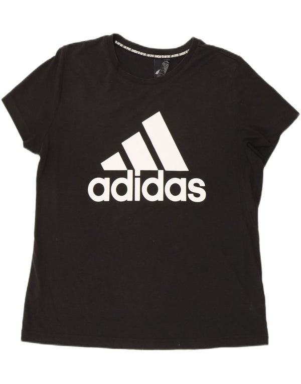 ADIDAS Ženska grafička majica kratkih rukava UK 20/22 XL crni pamuk