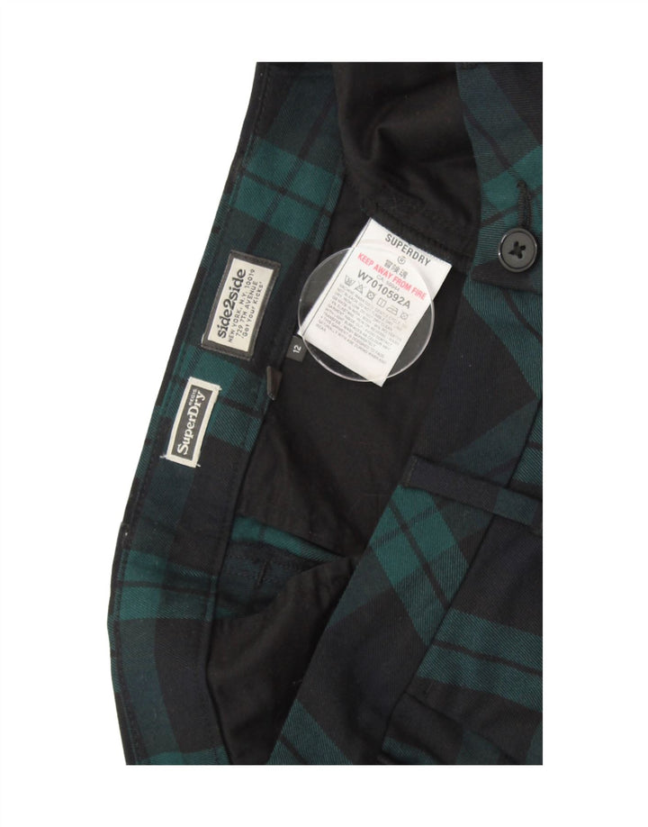 SUPERDRY ženske uske chino hlače UK 12 Srednje W32 L26 tamnoplava karirana