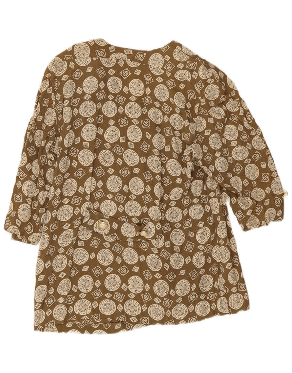 Vintage ženska košulja bluza 3/4 rukava IT 43 srednje kaki geometrijski acetat