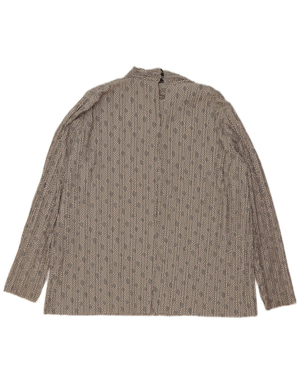 Zara Womens Oversized Long Sleeve Blouse Top UK 14 Medium Grey Geometric