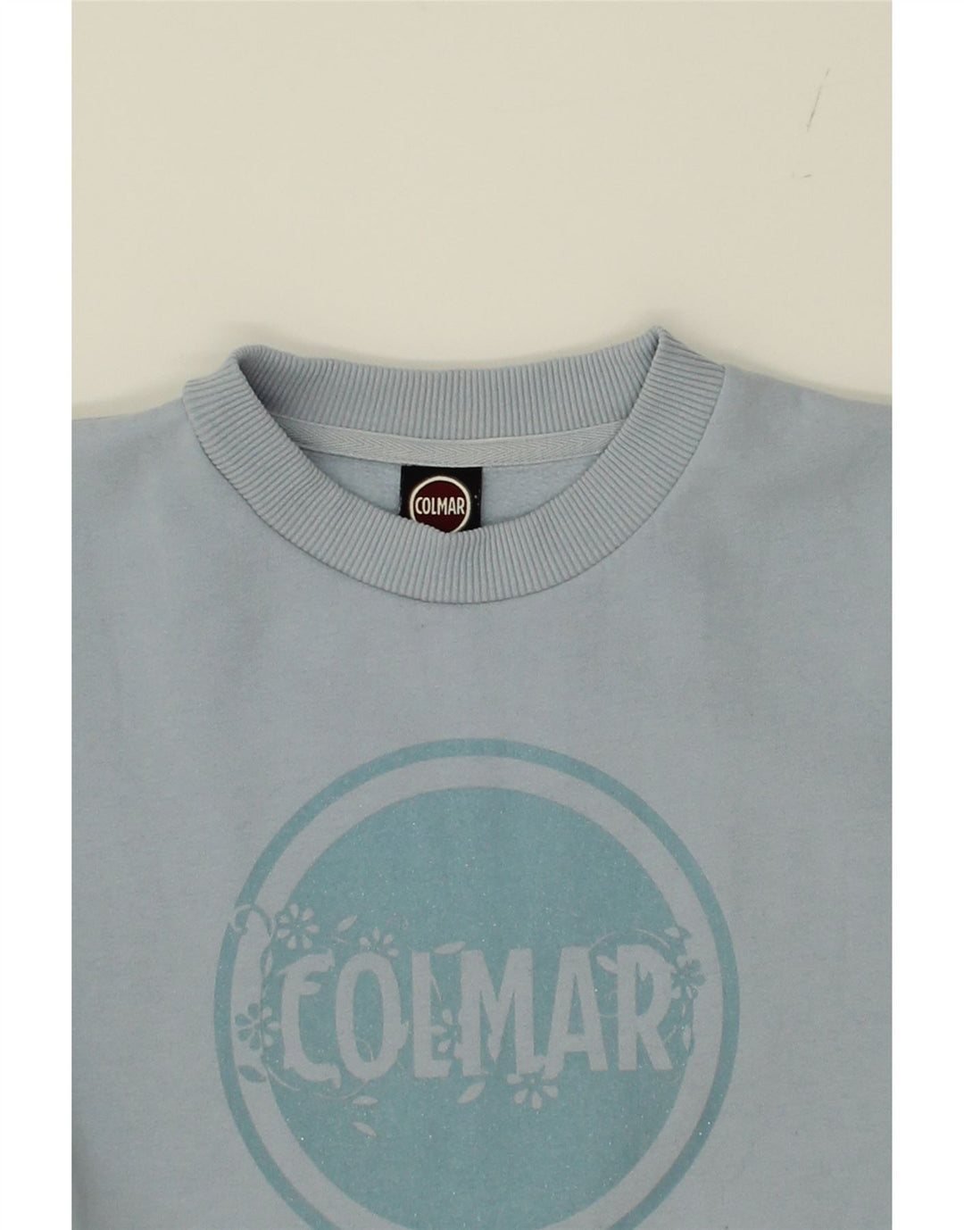 COLMAR Womens Oversized Graphic Sweatshirt Jumper UK 10 Small Blue Cotton Vintage Colmar and Second-Hand Colmar from Messina Hembry 