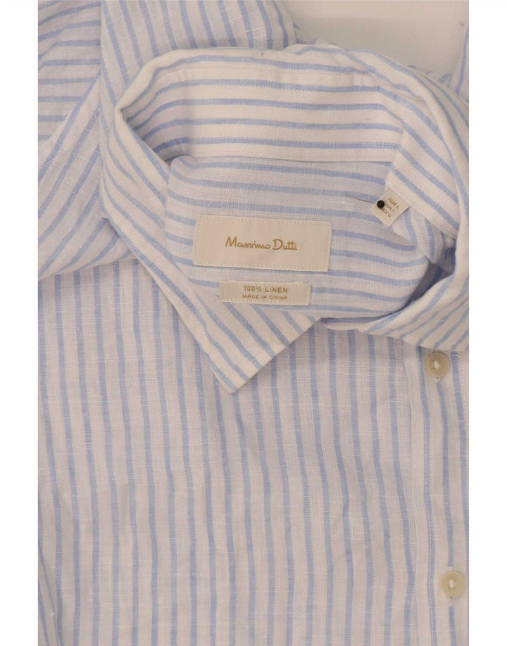 Massimo Dutti Muška košulja Large Blue Pinstripe Lan