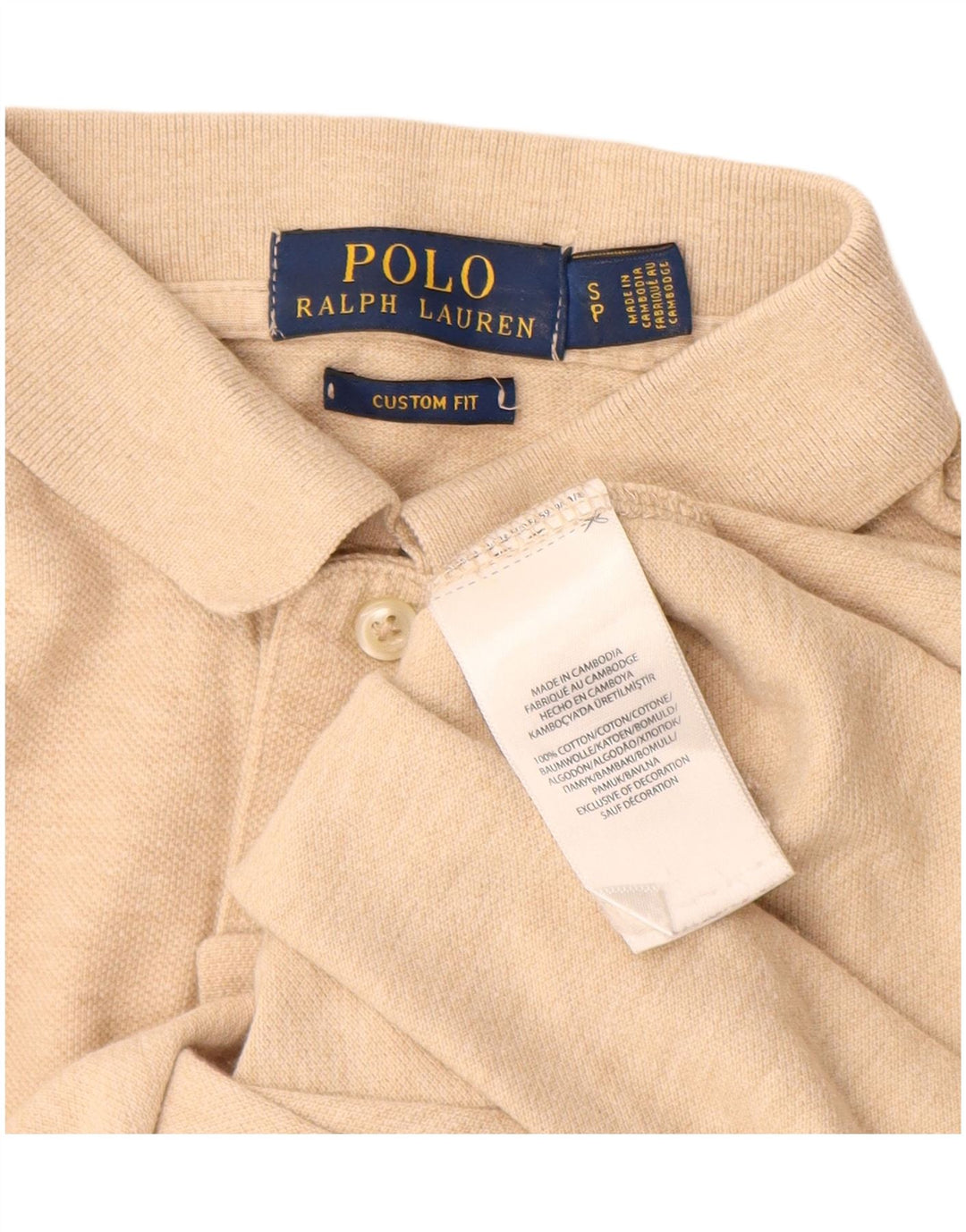 POLO RALPH LAUREN Muška polo majica prilagođenog kroja Mala bež pamuk