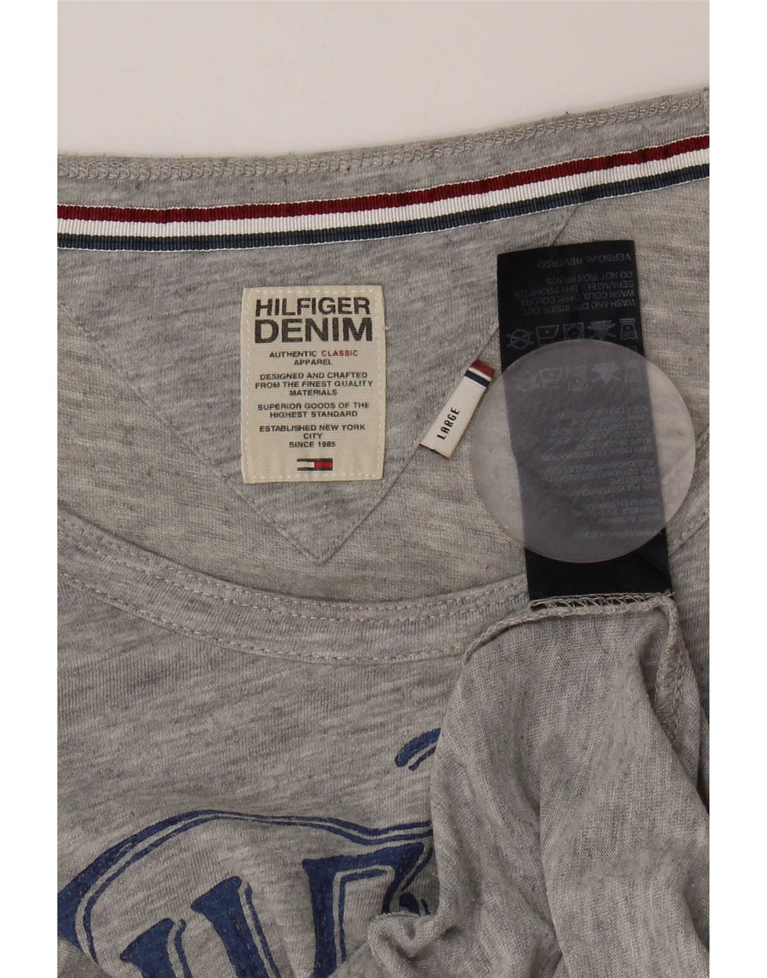 Tommy Hilfiger Ženska majica kratkih rukava s grafičkim motivima UK 14, veliki sivi poliester