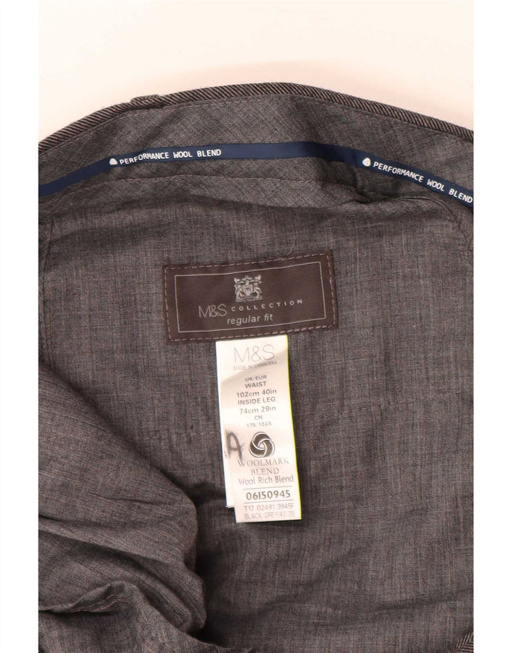 Marks & Spencer muške ravne hlače standardnog kroja W40 L29 sive vune