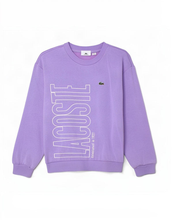 Lacoste Boys Graphic Sweatshirt Džemper 7-8 godina Ljubičasti pamuk