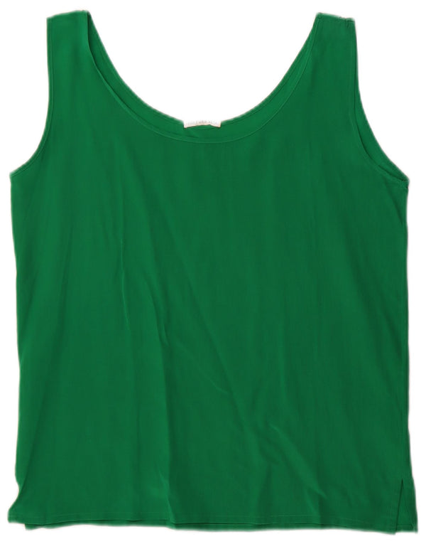 Vintage majica kratke ženske bluze bez rukava UK 10 Mala zelena svila