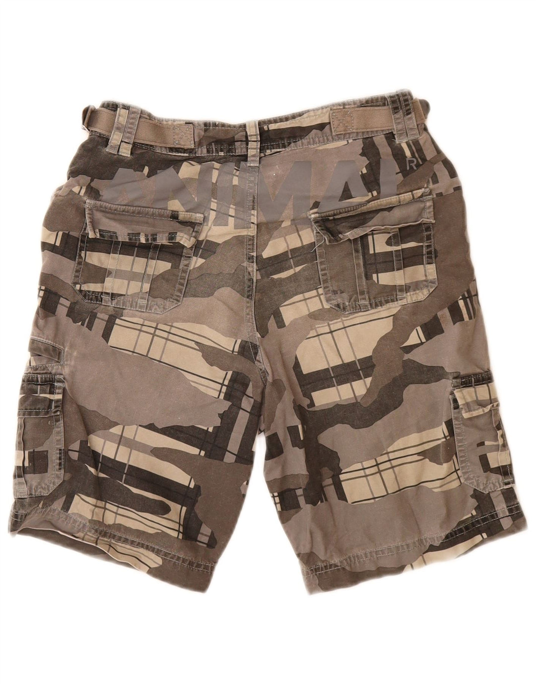 ANIMAL Boys Cargo Shorts 7-8 Years W24  Grey Camouflage Cotton