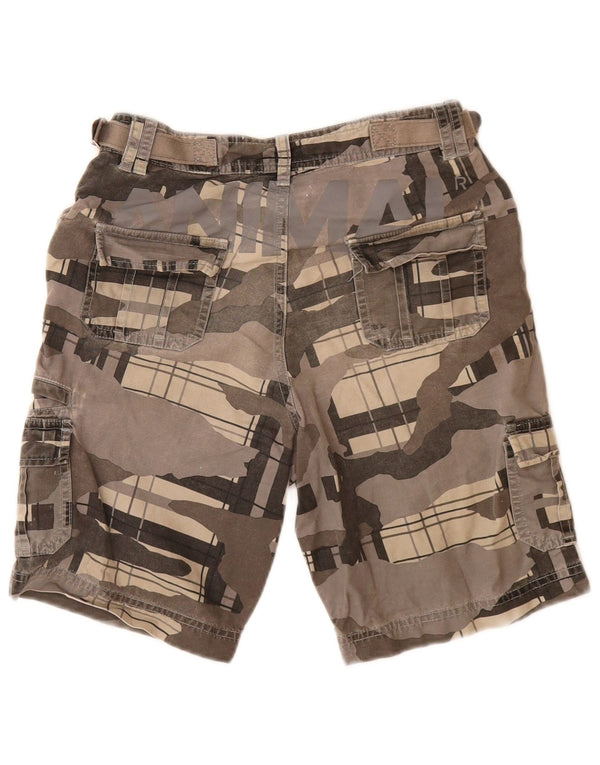 ANIMAL Boys Cargo Shorts 7-8 Years W24  Grey Camouflage Cotton
