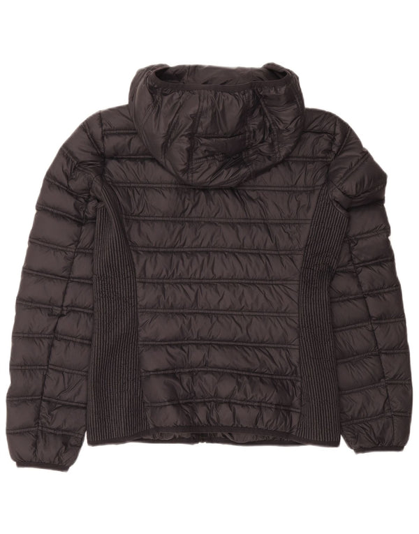 Vintage ženska podstavljena jakna s kapuljačom UK 12 srednje siva poliamidna boja