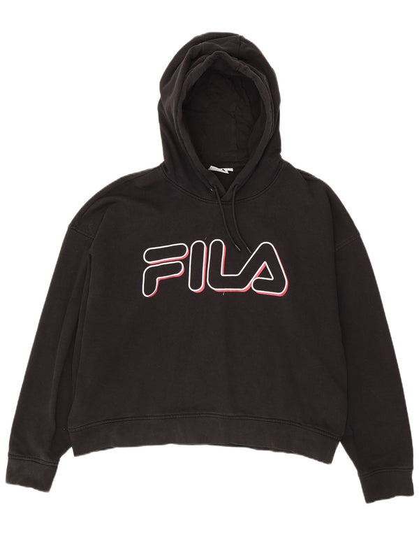 FILA Ženska prevelika majica s kapuljačom s kapuljačom UK 18 XL crni pamuk