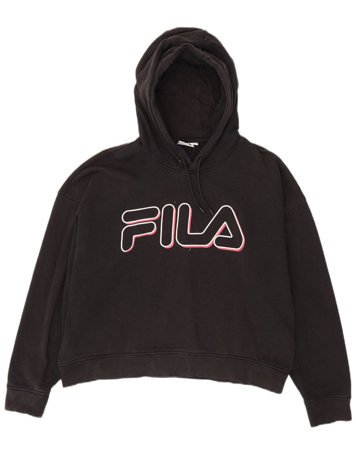 FILA Ženska prevelika majica s kapuljačom s kapuljačom UK 18 XL crni pamuk