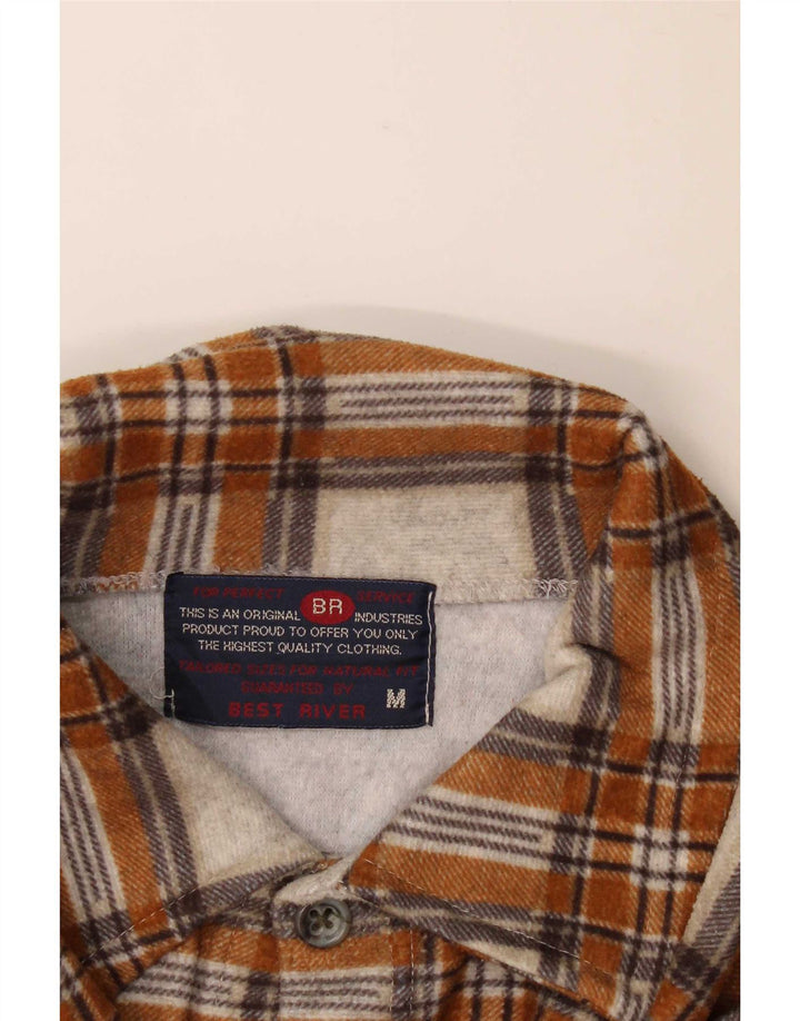 Vintage ženska prevelika majica od flanela UK 14 srednje bež karirane boje