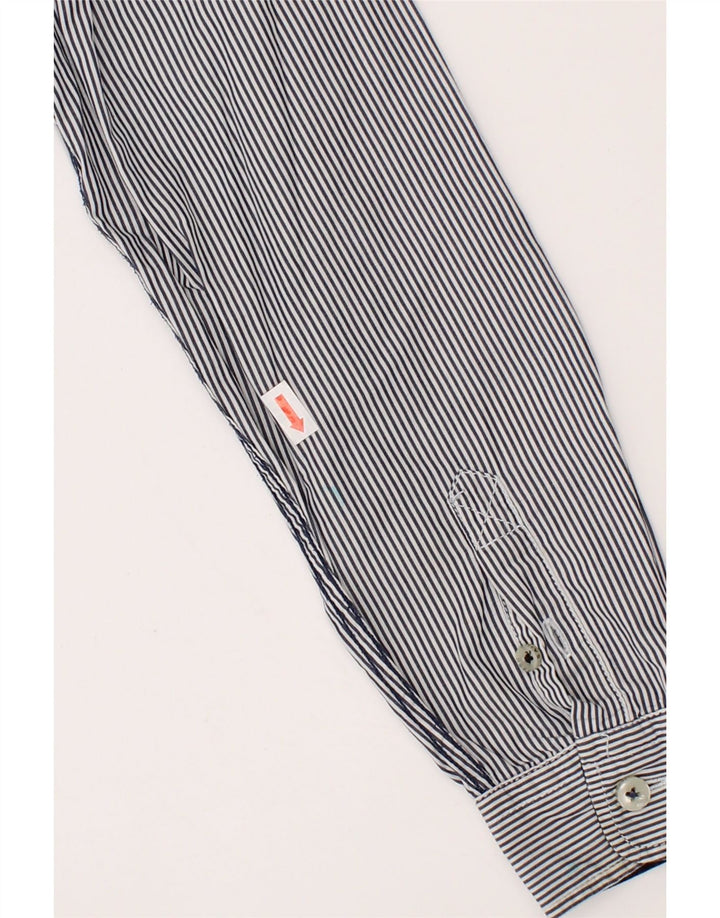 NORTH SAILS Boys Graphic Shirt 7-8 Years Blue Striped Cotton Vintage North Sails and Second-Hand North Sails from Messina Hembry 