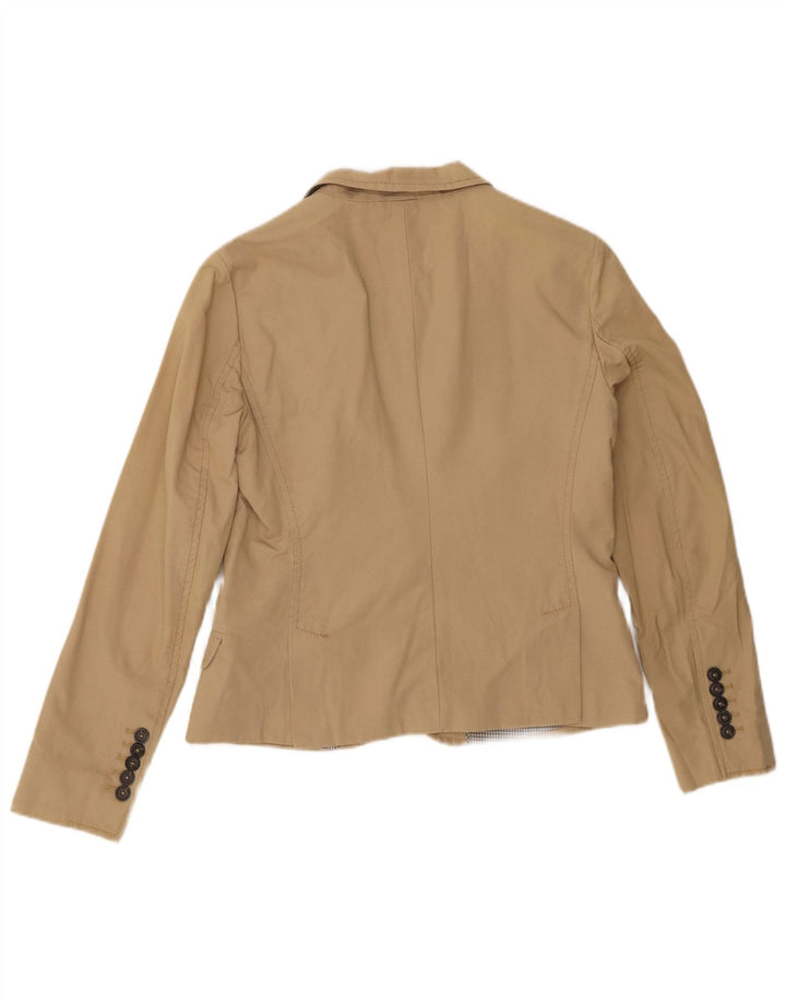 MASSIMO DUTTI Ženska jakna sako s 1 gumbom EU 40 srednje bež pamuk