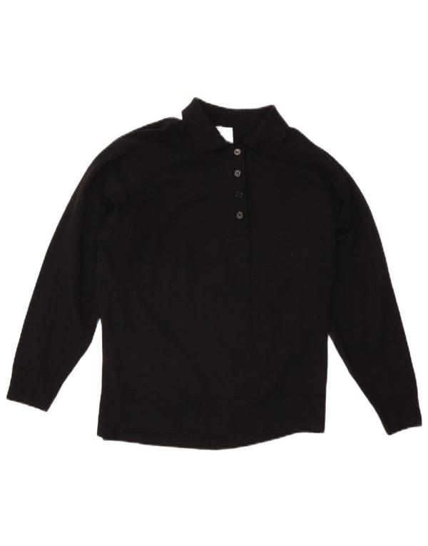 CZARINA Ženski džemper s polo izrezom UK 16 Veliki crni vuneni