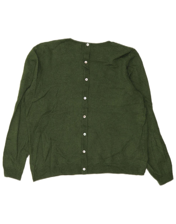 LAURA ASHLEY Ženski džemper s morskim izrezom UK 14 Veliki zeleni vuneni