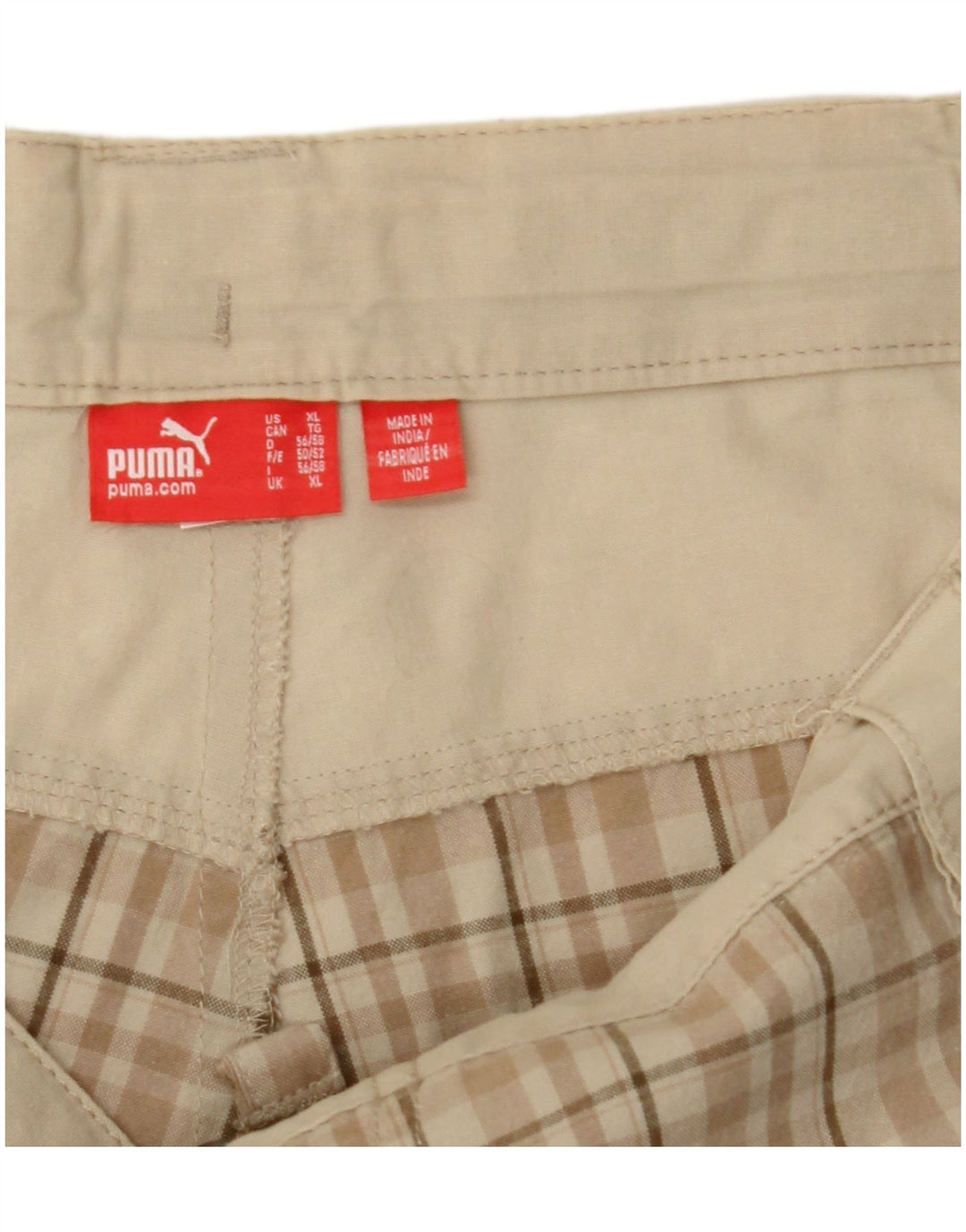 PUMA Mens Chino Shorts XL W40 Beige Check