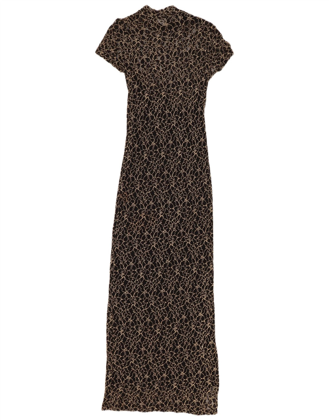 WALLIS Ženska sitna čipkasta maksi haljina UK 8 Mala crna cvjetna viskoza