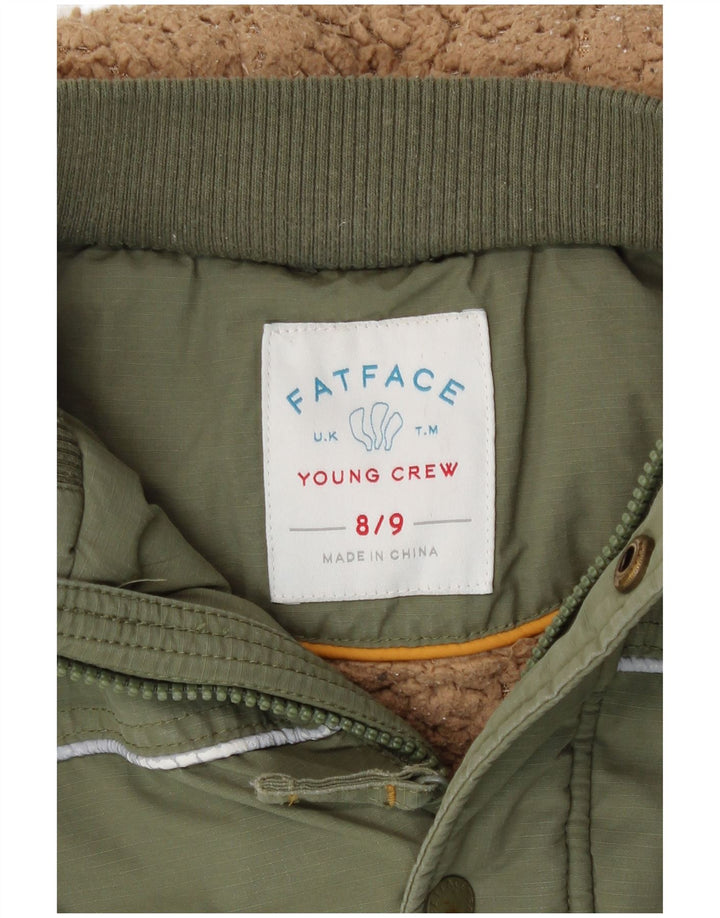 Parka jakna s kapuljačom Fat Face Boys 8-9 godina kaki pamuk