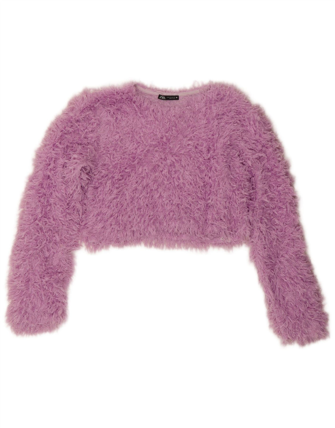 ZARA Womens Crop Long Sleeve Blouse Top UK 12 Medium Purple Polyester