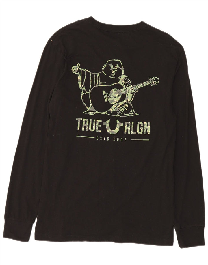 True Religion muška majica dugih rukava s grafikama, mala, crna pamučna