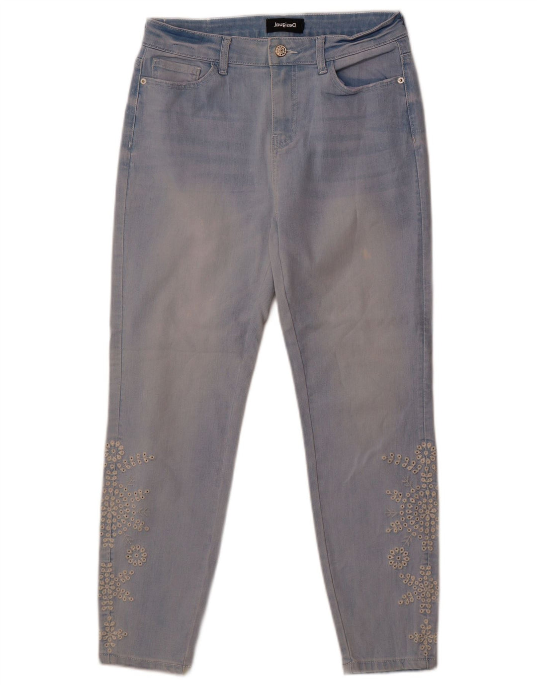 Desigual ženske uske traperice W31 L26 plavi cvjetni pamuk