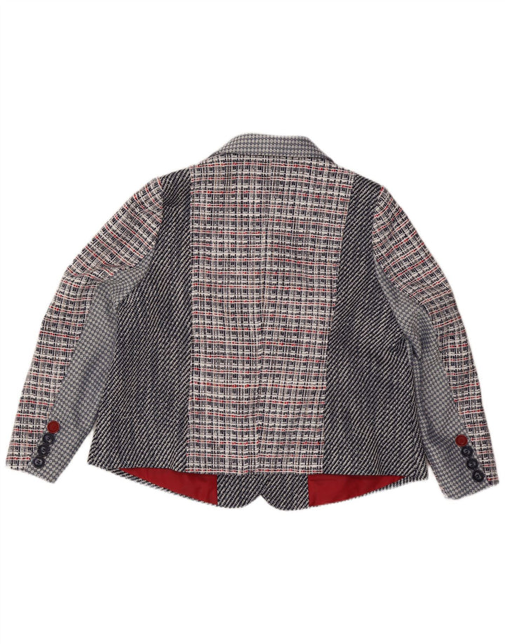 JOE BROWNS Ženska jakna s 4 gumba UK 22 3XL tamnoplavi karirani