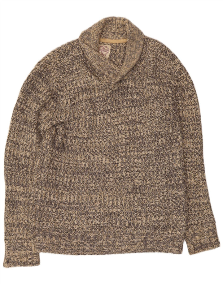 Fat Face Muški džemper sa šalom i ovratnikom Srednje sivi prošarani akril