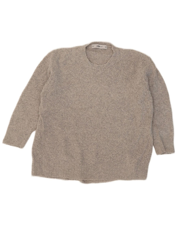 Zara ženski džemper s okruglim izrezom 3/4 rukava UK 10 Small Gray
