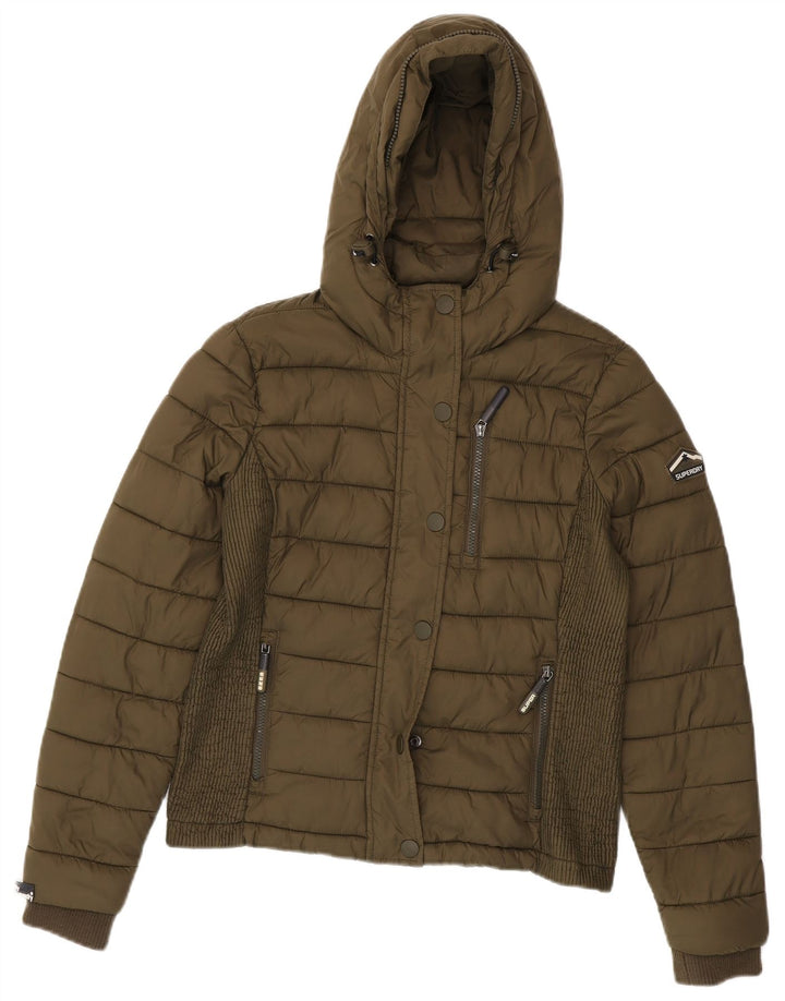 SUPERDRY ženska podstavljena jakna s kapuljačom UK 16 Veliki kaki najlon