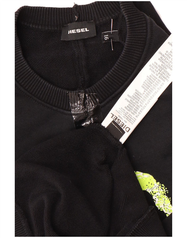 Diesel Boys Graphic Sweatshirt Džemper 15-16 godina crni pamuk