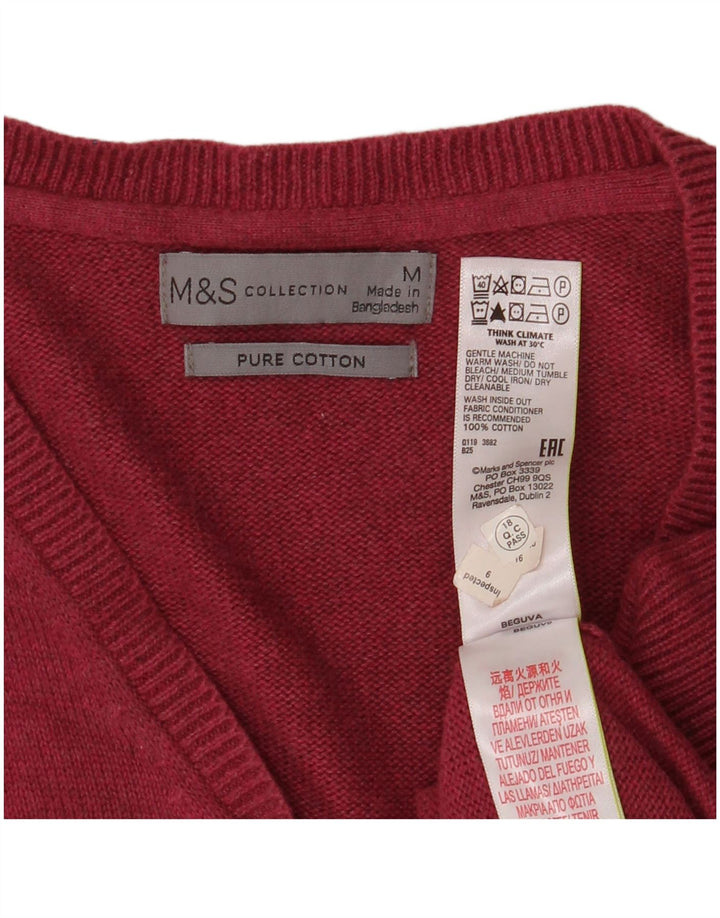 Marks & Spencer muški džemper s V-izrezom, srednji pamuk bordo boje
