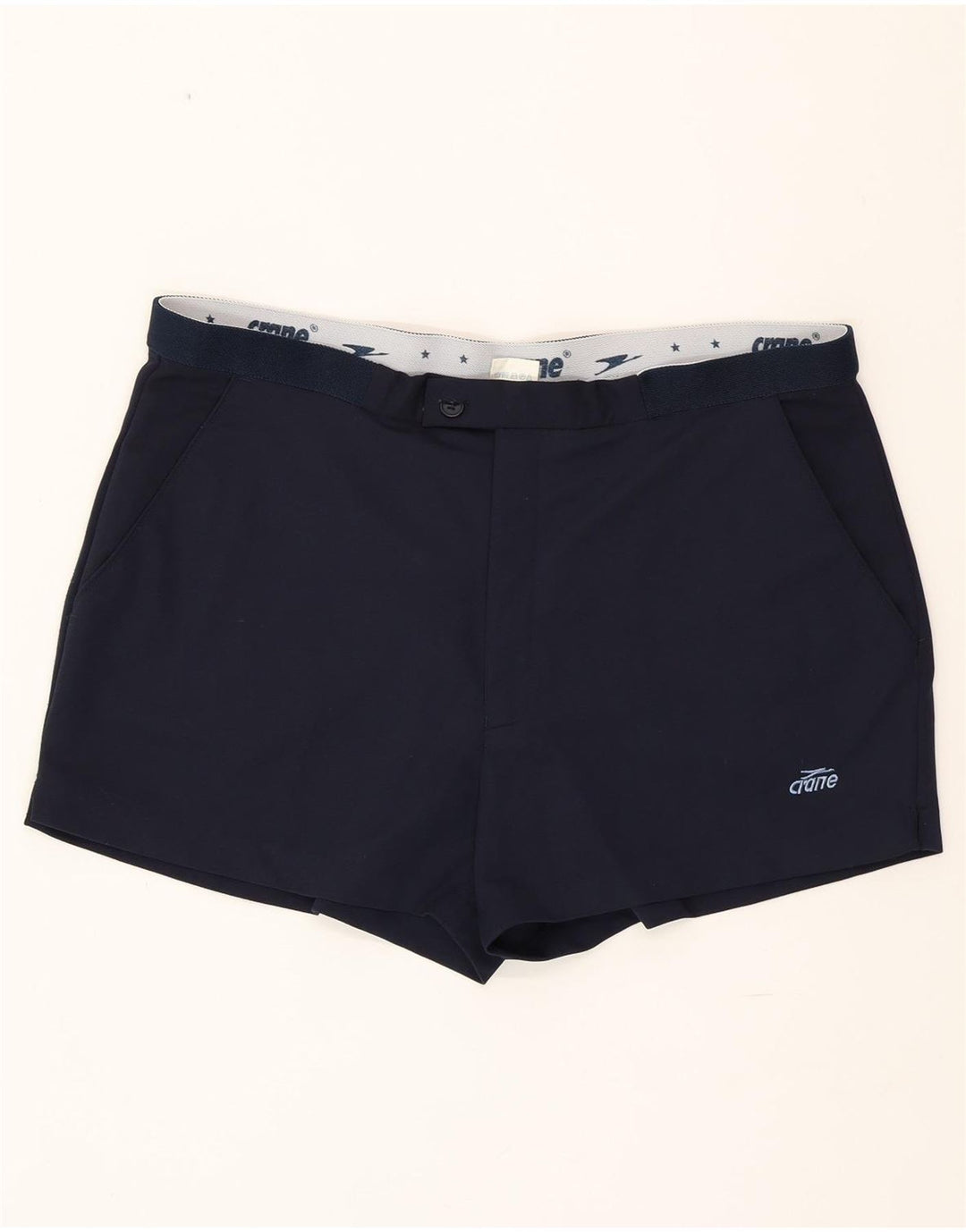 CRANE Mens Chino Shorts IT 54 2XL W40 Navy Blue Polyester