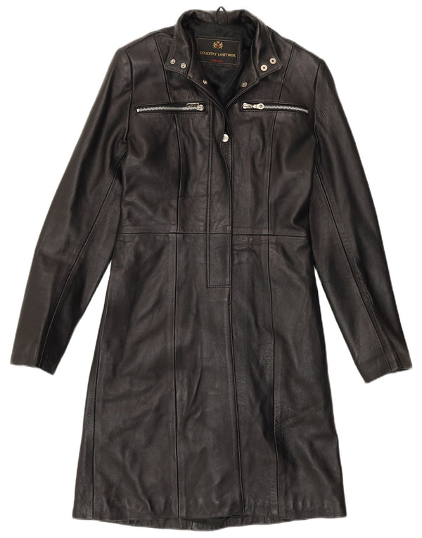 VINTAGE ženski kožni kaput UK 8 Mali crni kožni