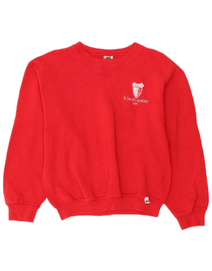 RUSSELL ATHLETIC Ženska prekomjerna majica s kratkim rukavima UK 10 Mali crveni pamuk