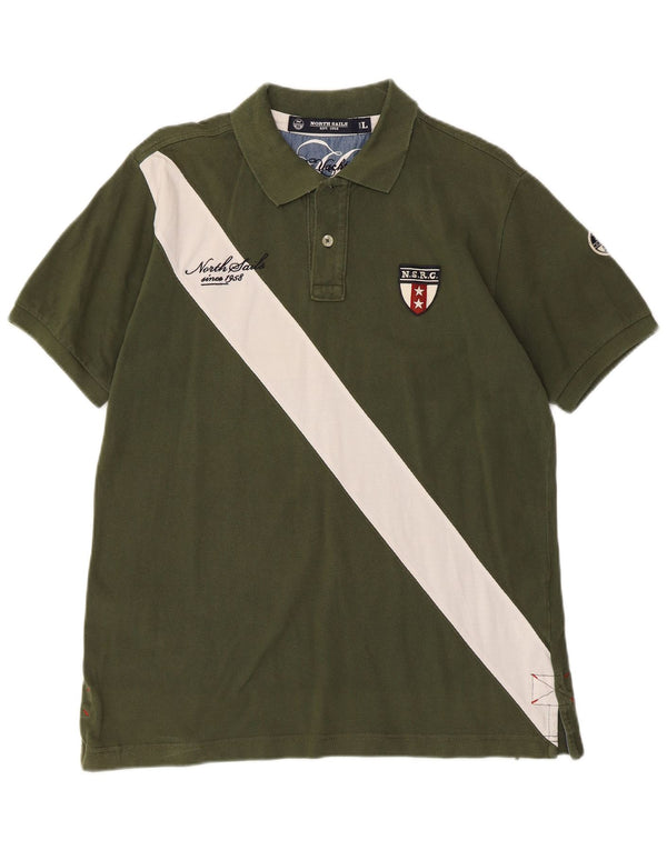 North Sails muška ragbi polo majica s grafičkim motivima, veliki pamuk u boji kaki