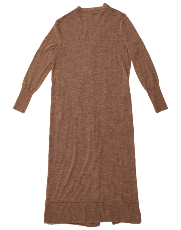 Zara ženski dugi kardigan pulover UK 14 Veliki smeđi vuneni