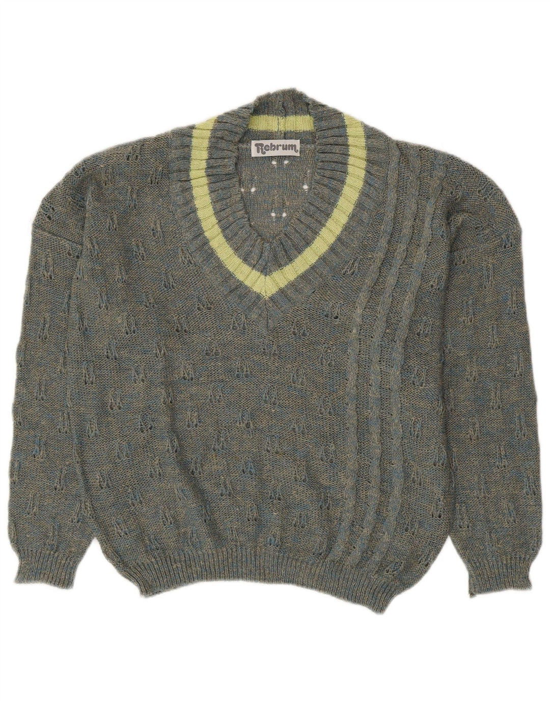 VINTAGE ženski džemper s V-izrezom UK 18 XL sivi