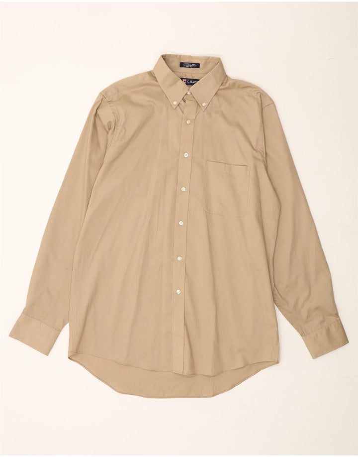 CHAPS Mens Classic Fit Twill Shirt Size 15 1/2 Medium Beige Cotton Vintage Chaps and Second-Hand Chaps from Messina Hembry 