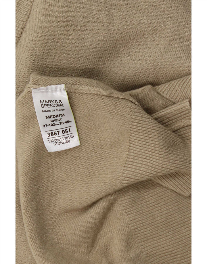 Marks & Spencer muški plavi Harbor džemper s V izrezom srednje bež boje