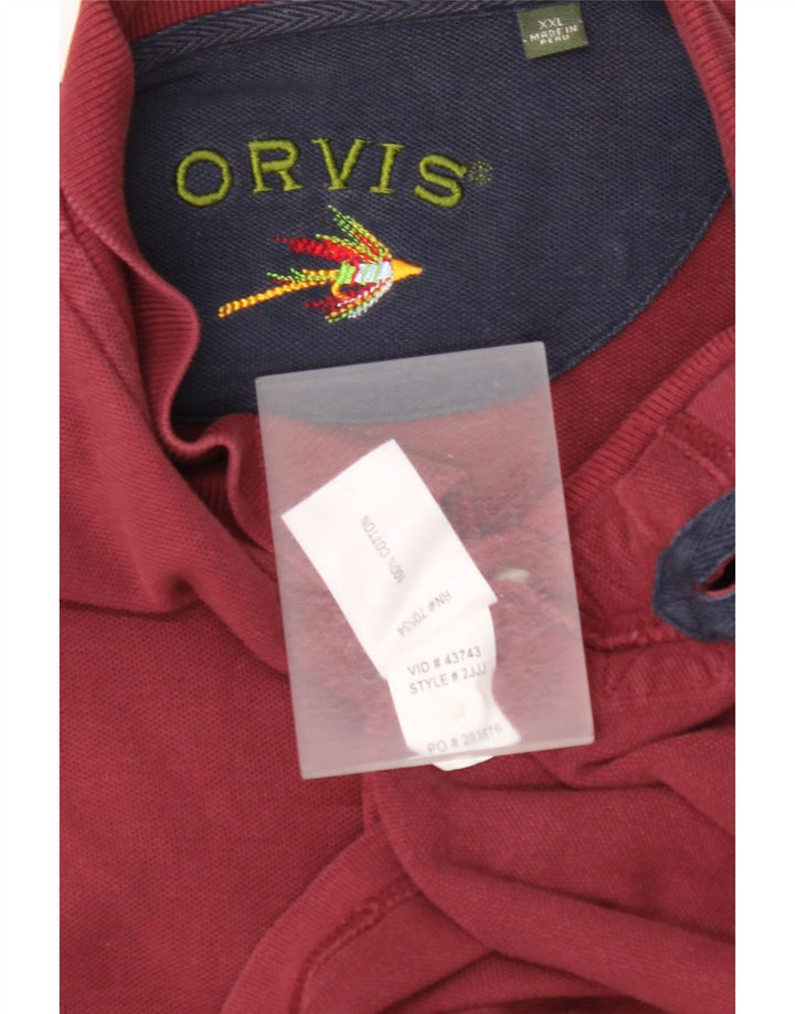 ORVIS muška polo majica dugih rukava 2XL bordo pamuk