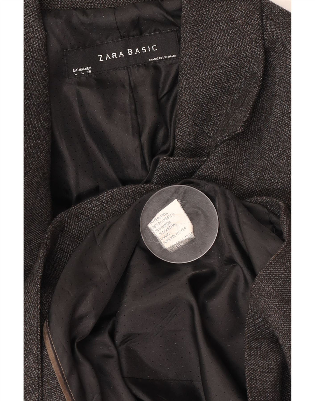 Zara ženski sako sa 1 gumbom UK 14 Large Grey Poliester Classic