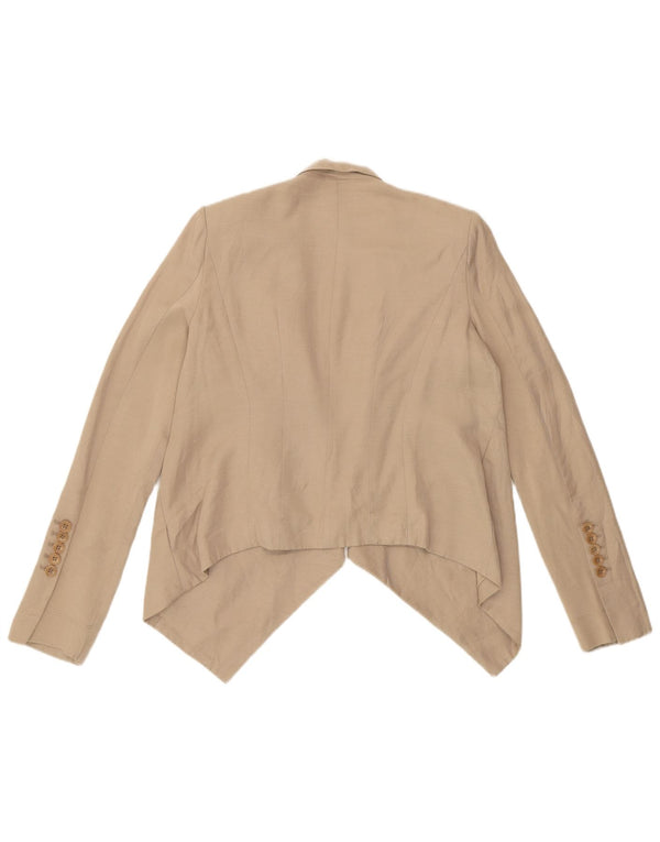 BCBGMAXAZRIA Ženska asimetrična otvorena jakna jakna UK 6 XS Bež rajon
